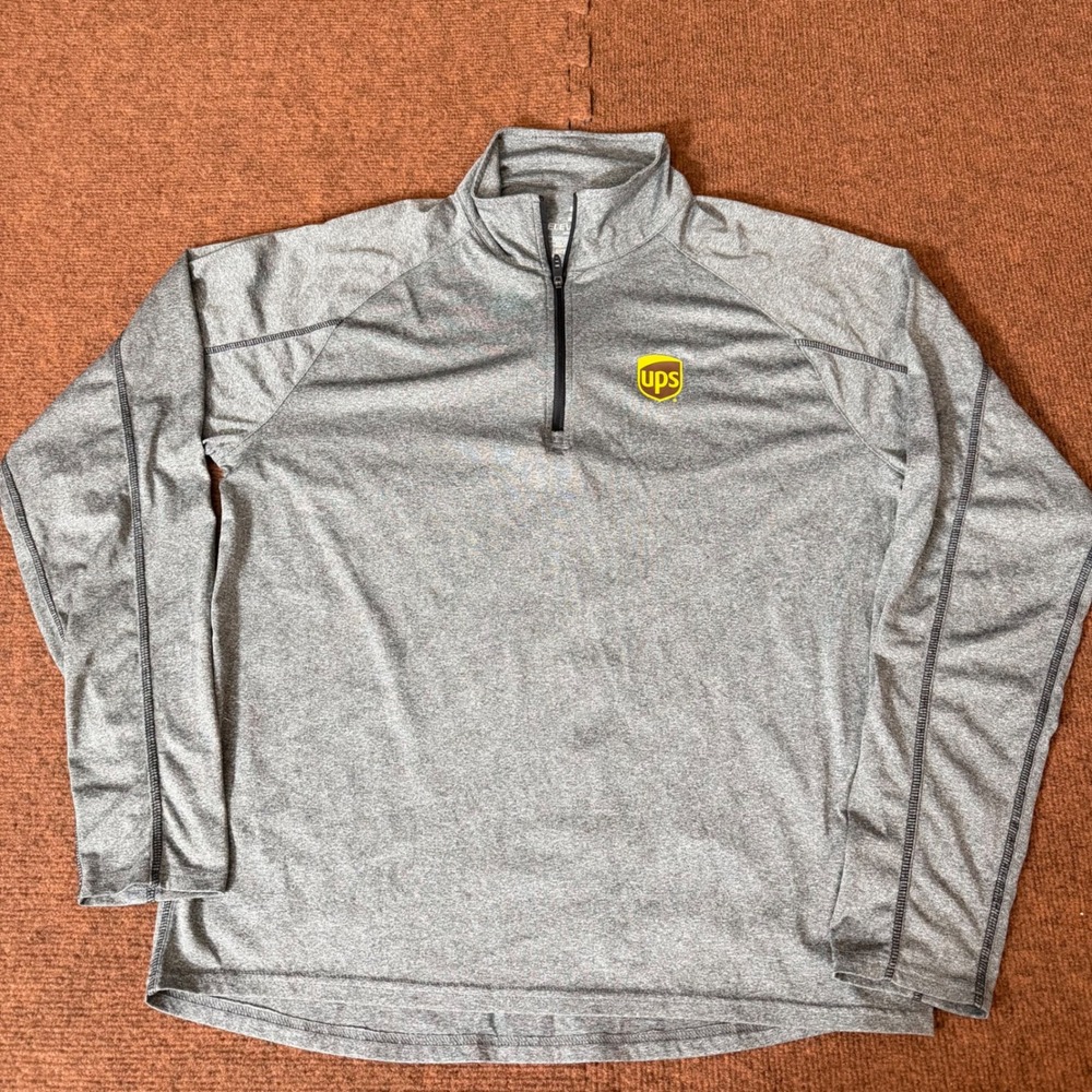 Elevate Sport Mens UPS Quarter Zip Pullover Gray Heather Performance Shirt Large